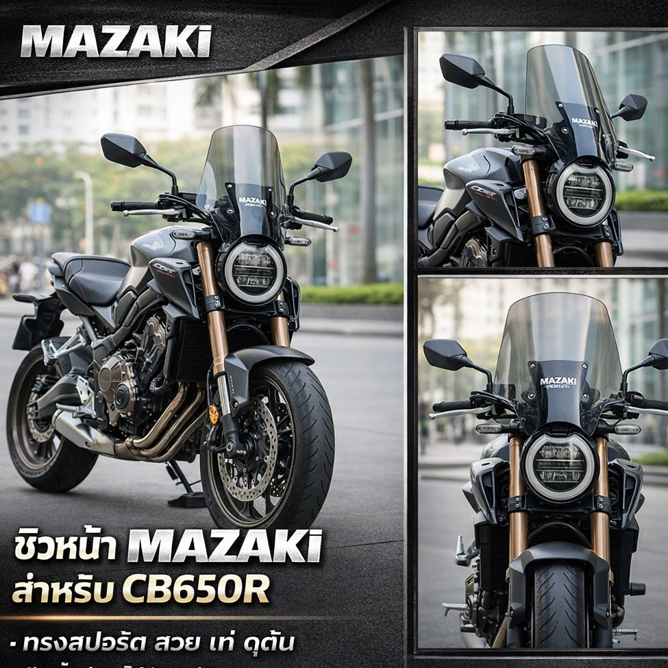 ชิวหน้า CB650R CB300R CB150R ทรงAero ปรับความสูงได้ แบนด์MAZAKI