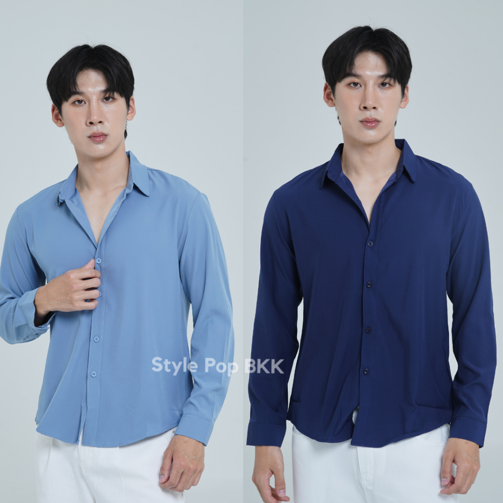 StylePop Brand เสื้อเชิ๊ตแขนยาว เสื้อเชิ๊ตผู้ชายสไตล์เกาหลี รุ่น 8 สี Korean Shirt SY32 ราคา ถูกที่สุด ดีลบีเคเค แกลเลอรีภาพที่ 6