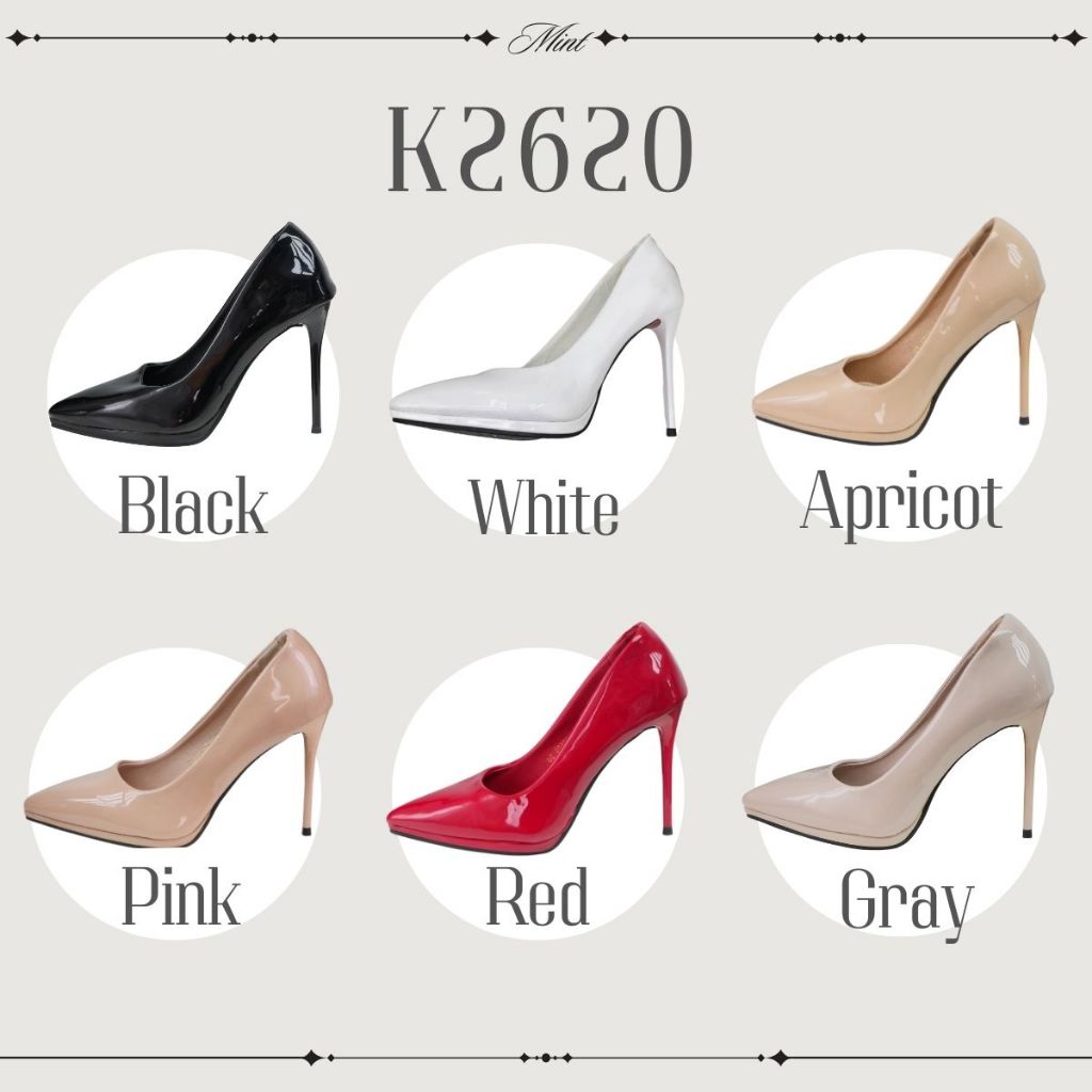 สินค้าพร้อมส่ง รองเท้าส้นสูง 4นิ้ว เดินแบบ ใส่ประกวด K2620 หนังพียูเคลือบเจล ใส่นุ่ม ทรงสวยมากๆค่ะ
