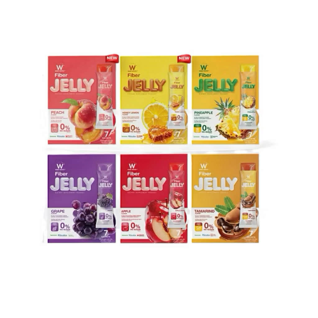 เจลลี่ WINK WHITE Fiber Jelly มี 6 สูตร รสองุ่น แอปเปิ้ลไซเดอร์ มะขาม สับปะรด พีช และ ฮันนี่เลมอน ( 1 กล่อง 7 ซอง )