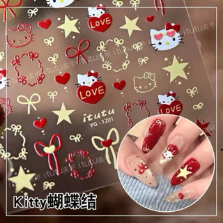 kitty💚 สติกเกอร์ติดเล็บ เป็นลายนูนๆ ใช้สำหรับตกแต่งเล็บ น้องคิดตี้ลายน่ารัก