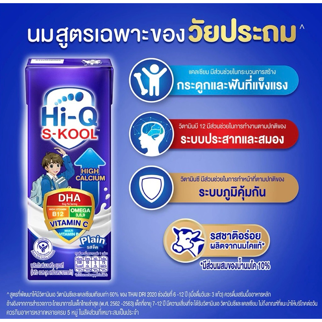 ไฮคิว เอส-คูล นมสูตรเฉพาะของเด็กวัยประถม ขนาด 180 มล. ลัง รูปที่ 2