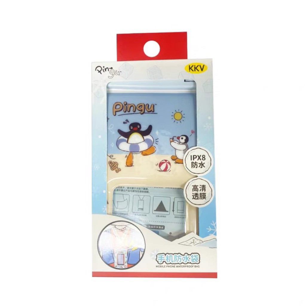 KKV pingu กระเป๋าคล้องคอใส่โทรศัพท์กันนำ้ ลายการ์ตูนPingu พกพาน่ารัก ดำนำ้/ล่องแก่ง กันนำ้ได้ดี สินค