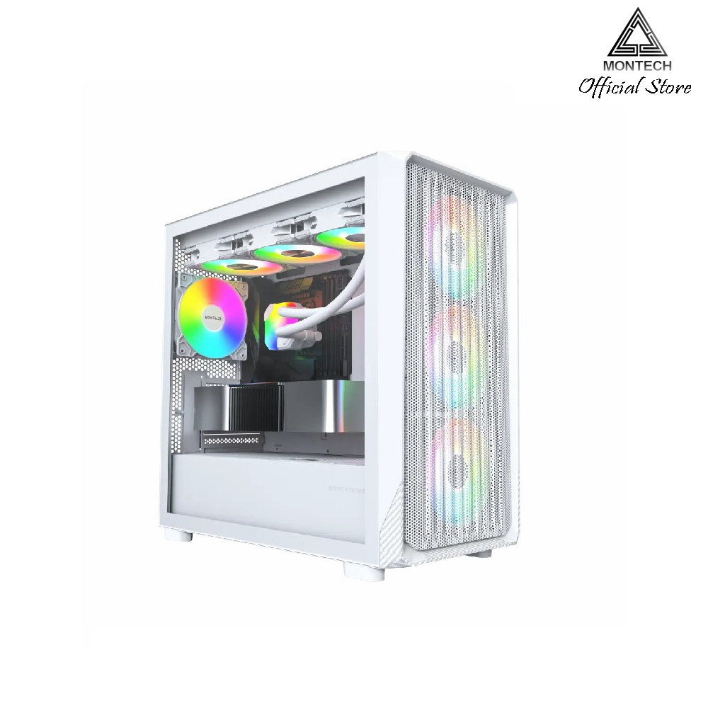 CASE MONTECH X5M WHITE - เคสสุดคุ้มพัดลมจัดเต็ม
