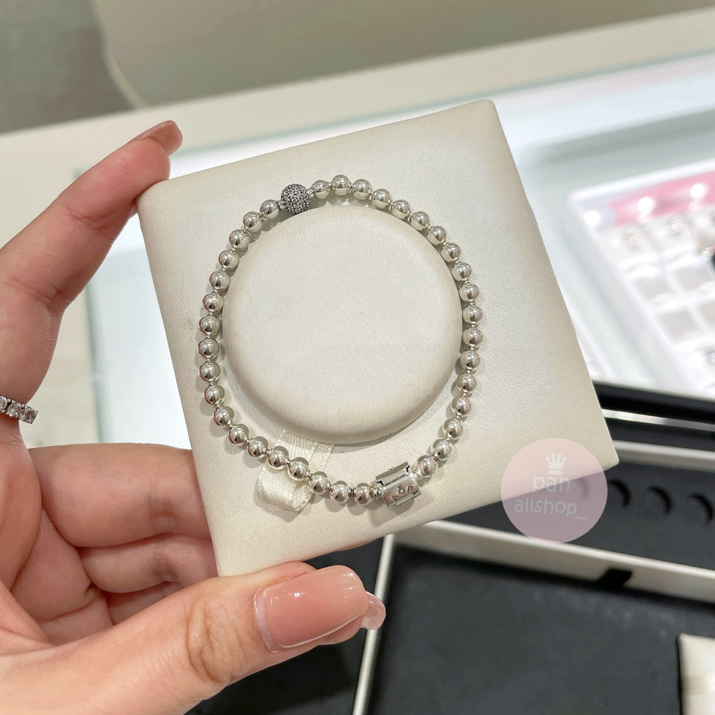 (ของแท้100%)Pandora​ Silver​ Bracelet สร้อยข้อมือไข่ปลา