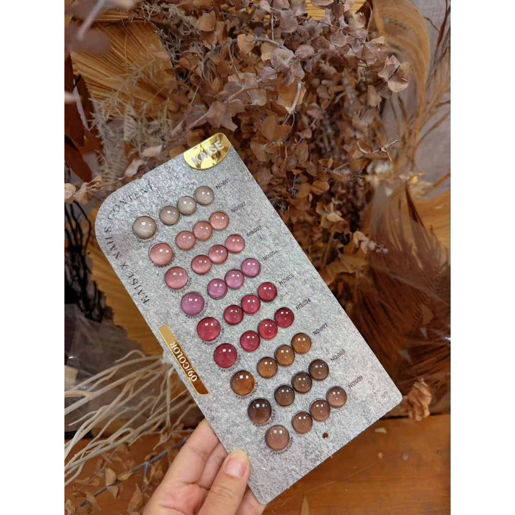 Rose tea cateye Set 9สี ( KS6 ) Kaise x Nailscontent พร้อมชาร์จสำเร็จรูป