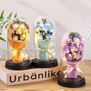 ของขวัญ ช่อบอลดอกไม้ มีไฟLed ของขวัญวันเกิด ช่อดอกไม้ ดอกกุหลาบสบู่ ช่อกุหลาบ ดอกกุหลาบ