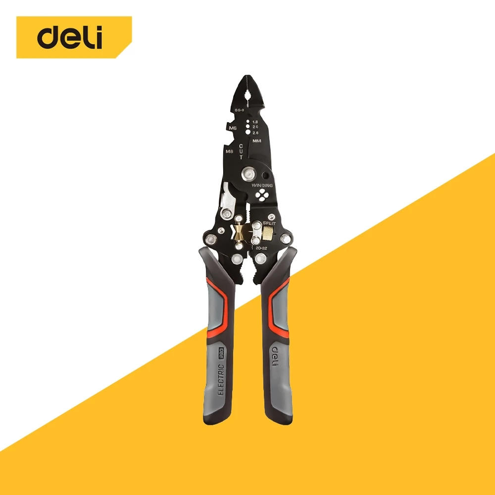 Deli คีมปอกสายไฟ คีมปอกสายไฟ 27 in 1 อเนกประสงค์ ใบมีดเหล็ก 4CR13 มืออาชีพ Wire Stripper