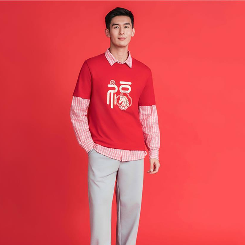 GIORDANO  เสื้อยืดผู้ชาย Men's Cotton Printed Tee(CNY 2026) 01096244