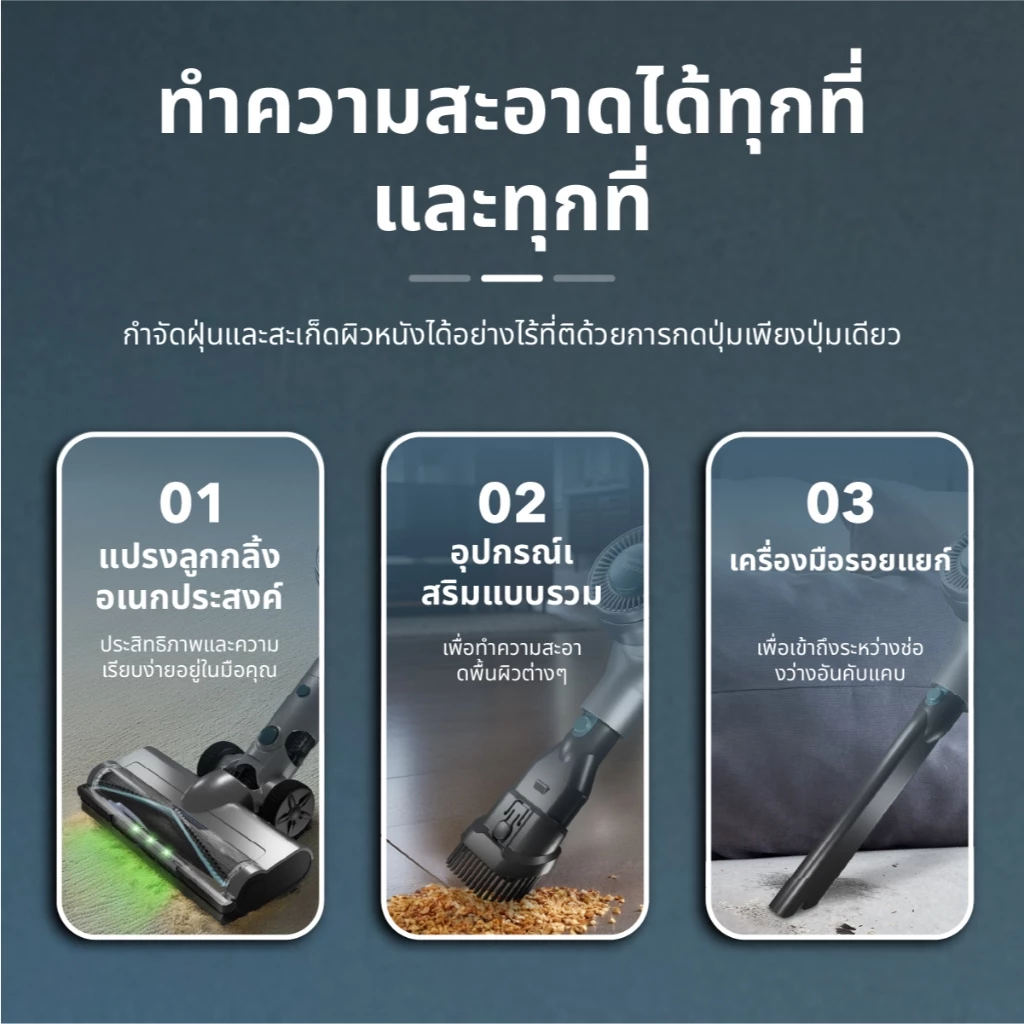 Russell Taylors 23,000 Pa เครื่องดูดฝุ่นไร้สาย Cordless Vacuum Cleaner (200วัตต์ HEPA) X1 thumbnail 8