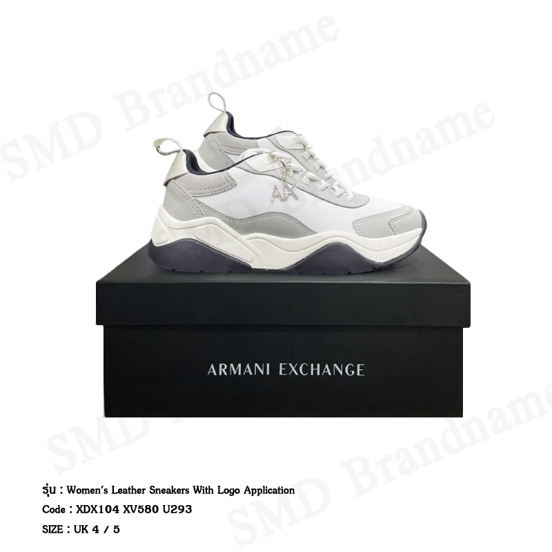 Armani Exchange รองเท้าผ้าใบผู้หญิง รุ่น A/X Women's Leather Sneakers With Logo Application Code: XDX104 XV580 U293