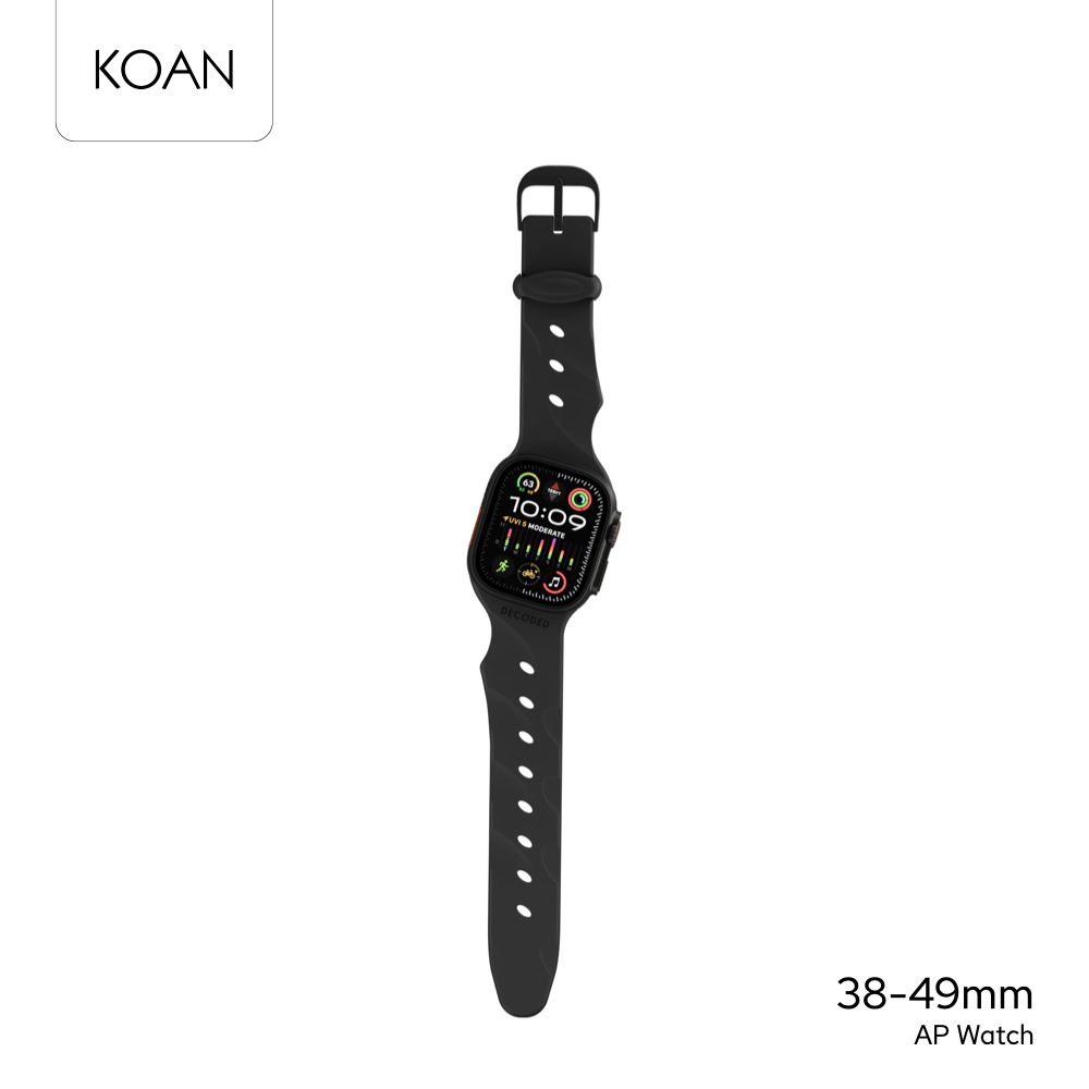 DECODED สายนาฬิกา Silicone Ares Splice Black ใช้สำหรับ Apple Watch