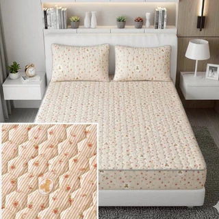 ผ้าปูที่นอนเสริมใยนุ่ม ยางรัดมุม 360 องศา สีไม่ตก ไม่หลุด ไม่ขึ้นขน ผ้าคอตตอนเสริมใยนุ่ม 100% ป้องกันไรฝุ่น 3.5F/5F/6F