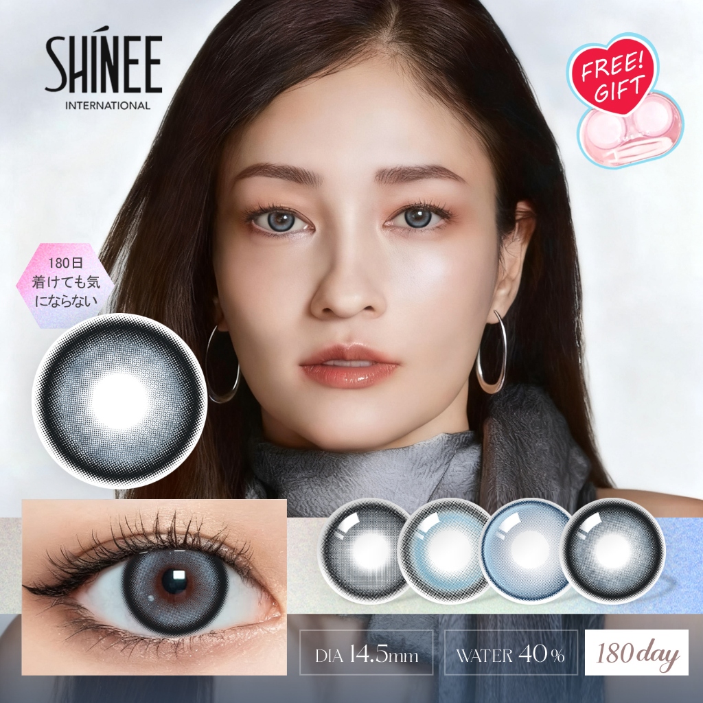 【Dark Blue】shinee คอนแทคเลนส์ Grey Blue / Dark Gray ตาใหญ่ ลายฮิต ขายดีมาก DIA14.5mm แบบพิมพ์ที่ขายดีจากญี่ปุ่น ,HE260-5