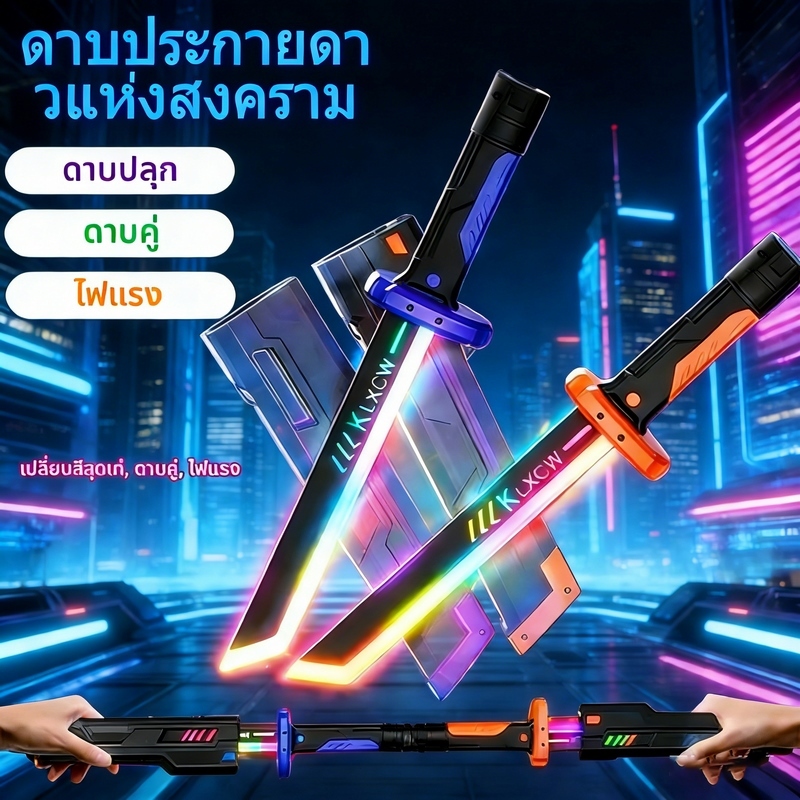 ดาบเจได ดาบเลเซอร์ LED 45cm สเปรย์หมอกและประกายไฟจริง เปลี่ยนสีได้ 7โหมด ของเล่นต่อสู้สุดเท่