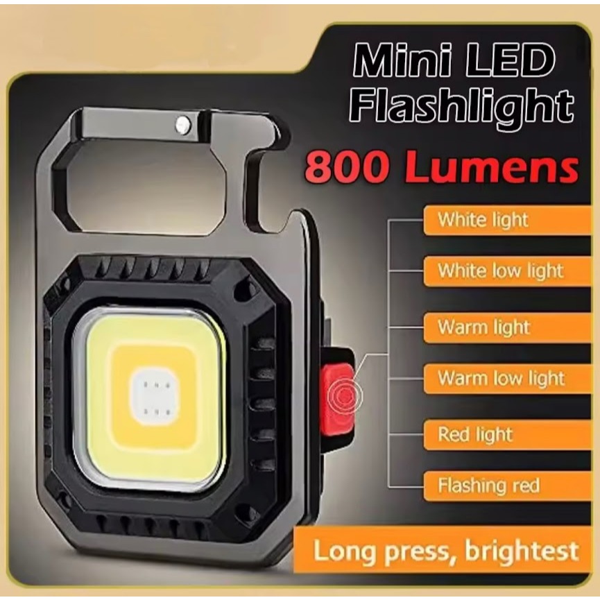 MINI LED ไฟฉายแม่เหล็ก COB Outdoor Camping Pocket Work Light 800 Lumens USB ชาร์จ 7 โหมดสปอตไลท์