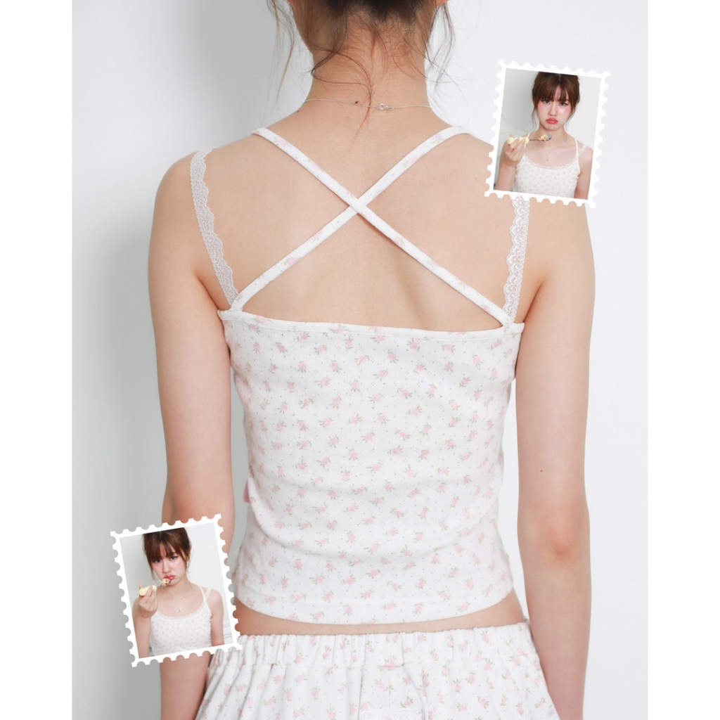 kome.offi เสื้อสายเดี่ยวลายดอก รุ่น roselyn tank top รูปที่ 6