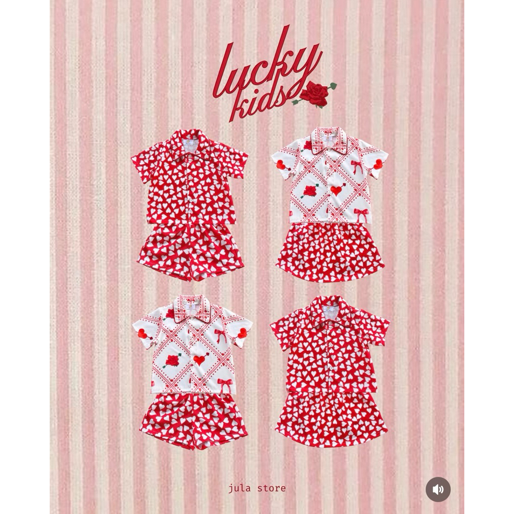 ส่งต่อชุดเด็ก สีแดง ตรุษจีน วาเลนไทน์ ไซต์ S ชาย หญิง คู่แฝด jula store ชุดเซต กระโปรง กางเกง