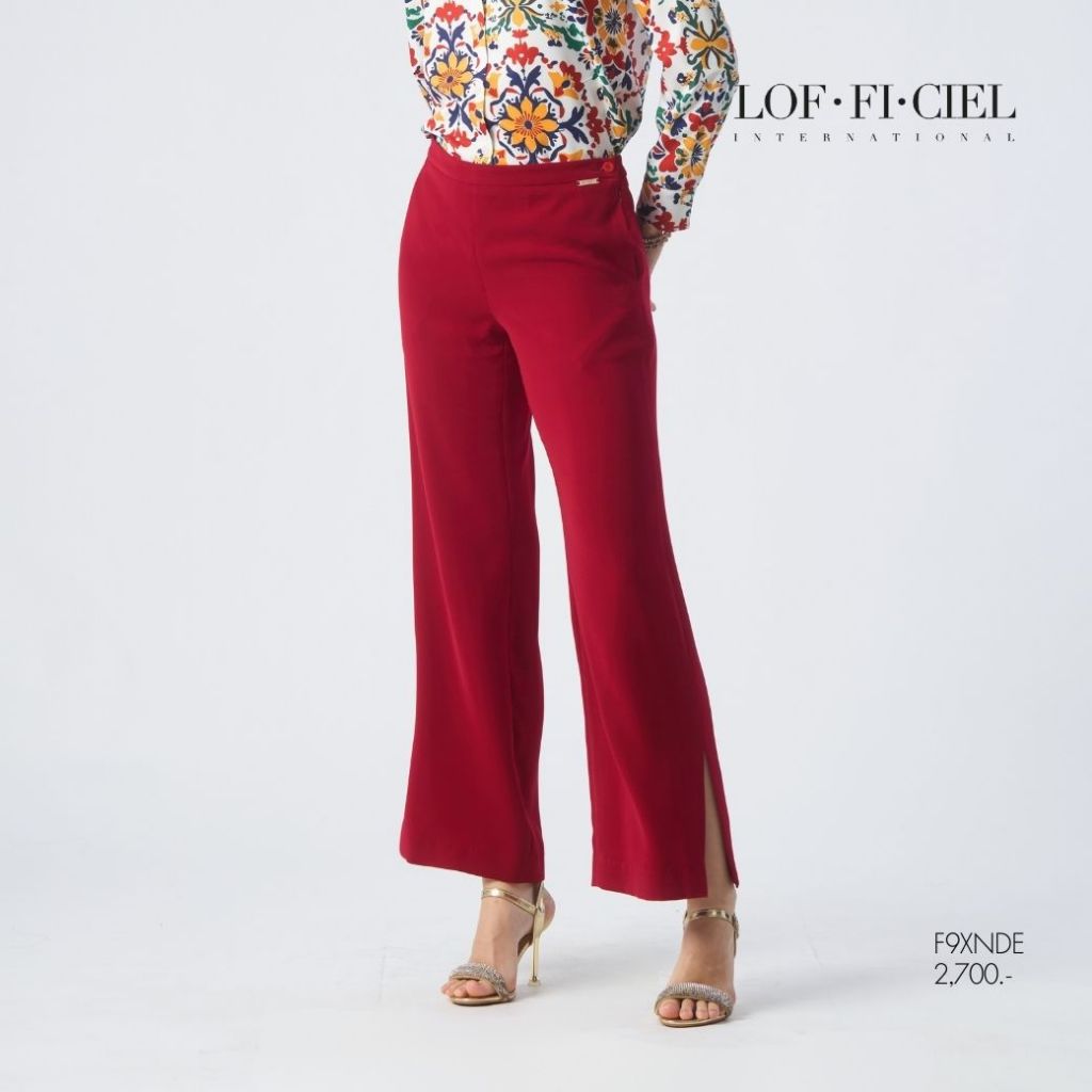 LOF-FI-CIEL Woman's pants Jubili Flare กางเกงขายาวผู้หญิง ขายาว สีแดง F9XNDE