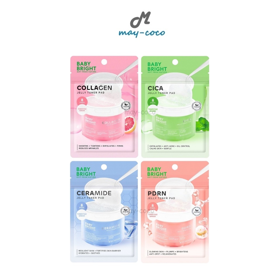 ถูก/แท้/มีไลฟ์ (ซอง) โทนเนอร์แพด Baby Bright Jelly Toner Pad เจลลี่โทนเนอร์แพด ผิวไบร์ท ผิวโกลว์ คุมมัน ชุ่มชื้น
