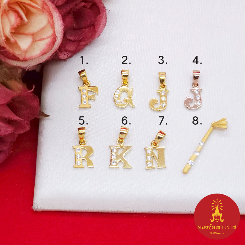 จี้ตัวอักษรภาษาอังกฤษ F G J R K H สีทอง นาก ฝังเพชร งานชุบ ดีไซน์น่ารัก จี้ห้อยคอ แฟชั่น พร้อมส่ง