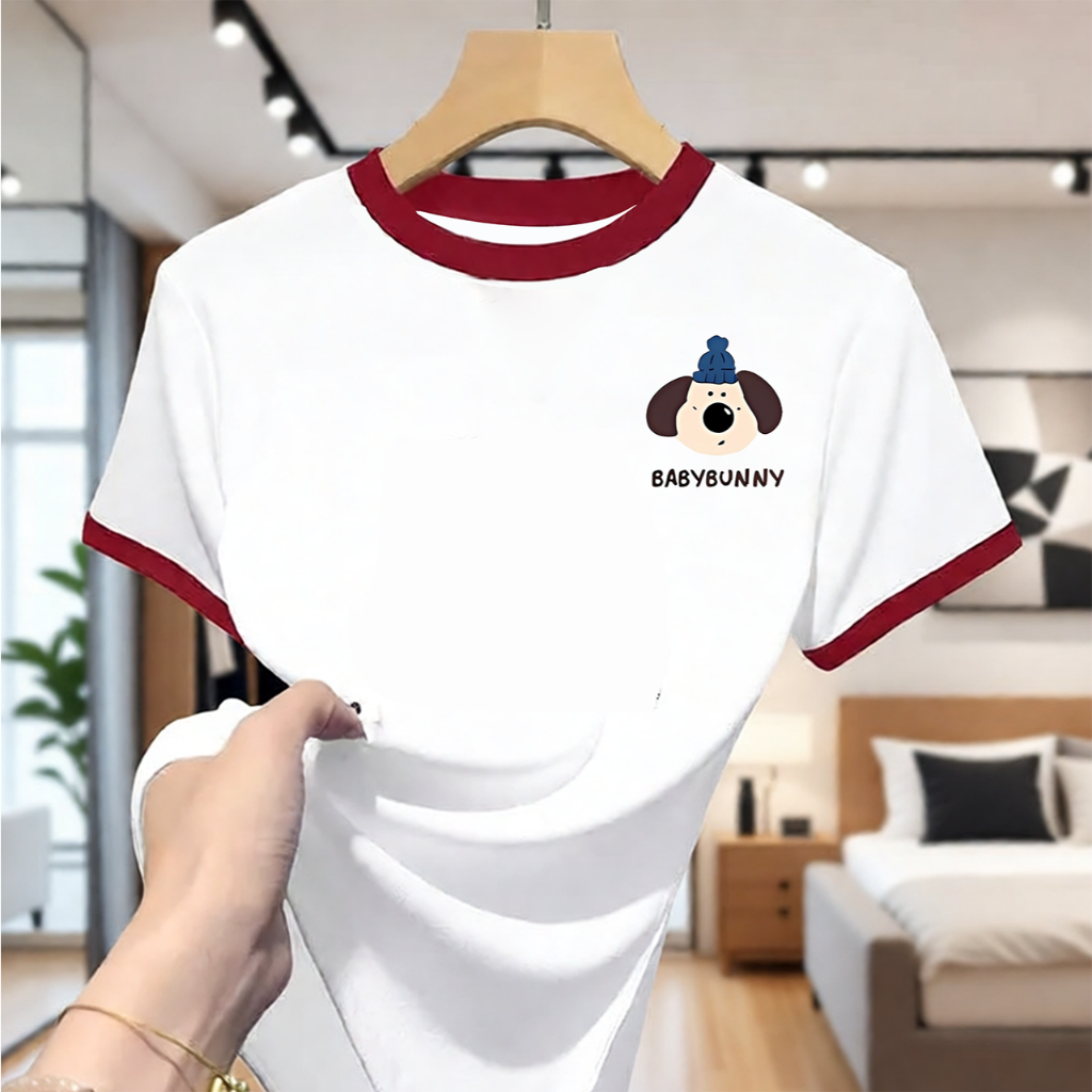 ✨【จัดส่งภายใน 24 ชั่วโมง】ลายการ์ตูน เสื้อยืดผู้หญิง เสื้อยืดแขนสั้นคอกลม oversize แฟชั่นเกาหลี ใส่สบาย - รูปที่ 5