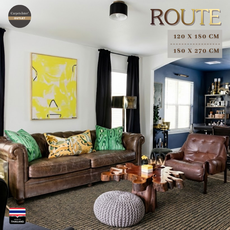 Carpets Inter พรมรุ่น Route สีน้ำตาลลายเส้น พรมแต่งบ้าน พรมโมเดิร์น พรมห้องรับแขก Living Room Rug