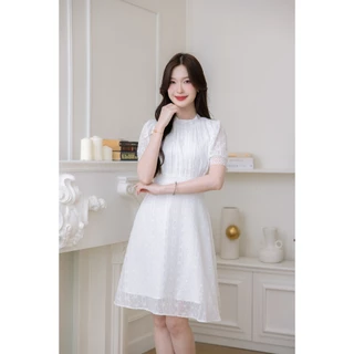 เดรส ALERT BRAND ชีฟองญี่ปุ่นเทคเจอร์ สวยหวานดูแพงสุดๆ สีขาวสวยคุณหนูสะอาดตา สีดำคลาสสิคเพิ่มความแกรนด์ความหรู แพทเทิร์น