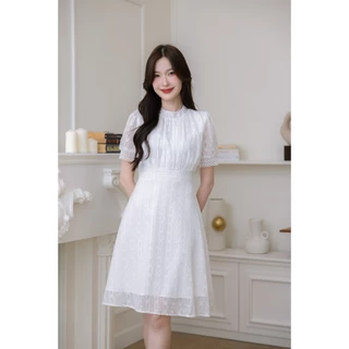 เดรส ALERT BRAND ชีฟองญี่ปุ่นเทคเจอร์ สวยหวานดูแพงสุดๆ สีขาวสวยคุณหนูสะอาดตา สีดำคลาสสิคเพิ่มความแกรนด์ความหรู แพทเทิร์น