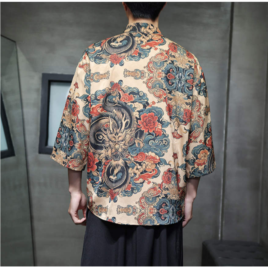 MTS014เสื้อจีนผู้ชายแขนสั้นพร้อมส่งในไทย เสื้อผู้ชายราคาถูก เสื้อใส่เที่ยว อาเซียน เสื้อตรุษจีน - รูปที่ 3