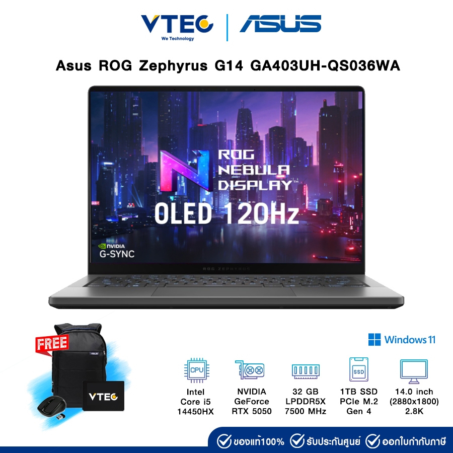 Asus ROG Zephyrus G14 GA403UH-QS036WA | AMD Ryzen 9 270 | RTX 5050 | 14"OLED 120Hz | 32GB LPDDR5X | 