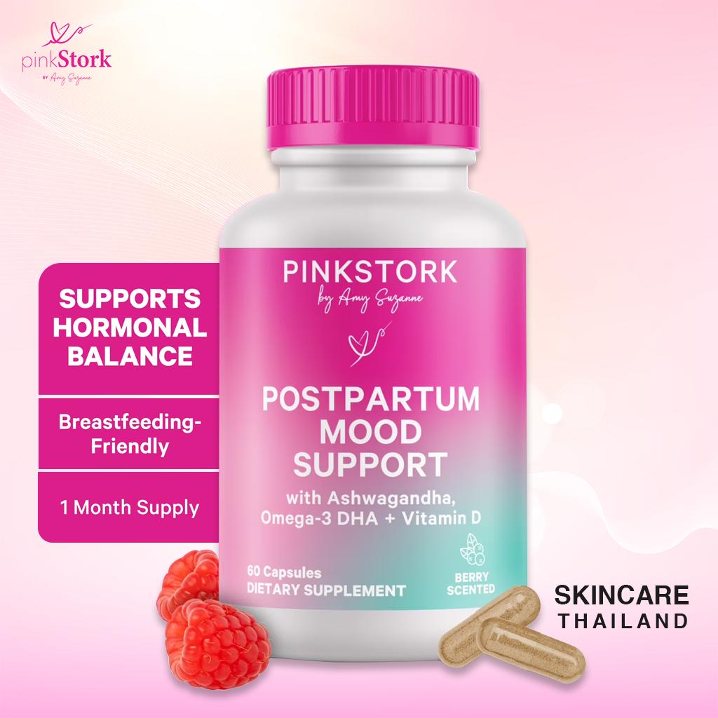 PinkStork Postpartum mood support  60 Capsules ลดความเครียดสะสม ของแม่หลังคลอด
