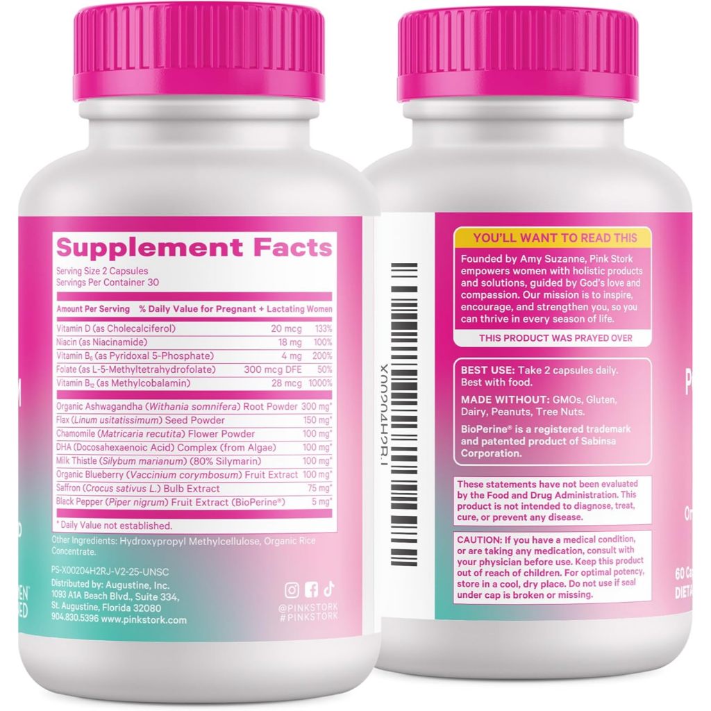 PinkStork Postpartum mood support  60 Capsules ลดความเครียดสะสม ของแม่หลังคลอด - รูปที่ 3