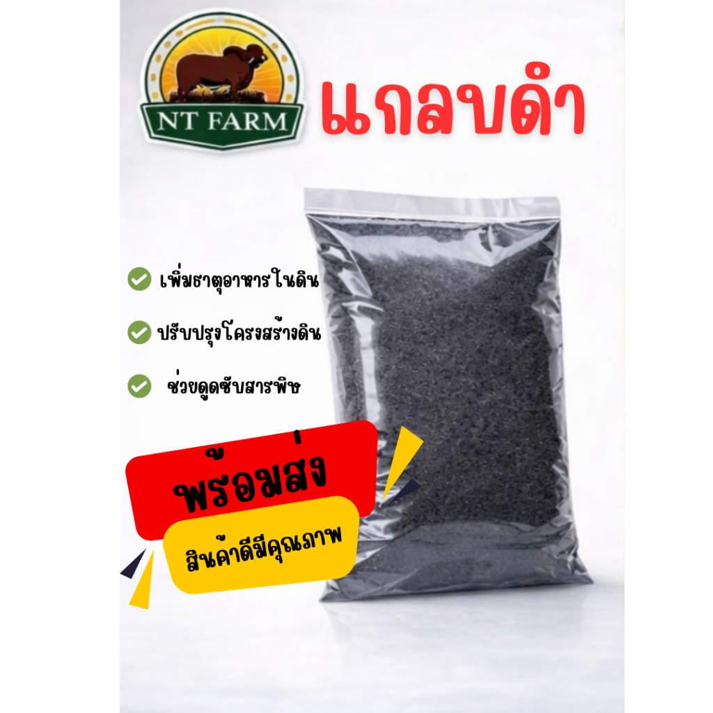 แกลบดำอินทรีย์ เผาสะอาด สำหรับปลูกพืช ขนาด 1kg | NT FARM