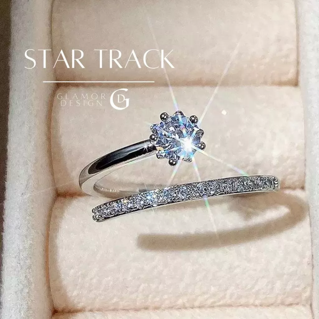 GLAMOR✨แหวนเงิน Star Track แหวนแฟชั่น แหวนดาว แหวนผู้หญิง แหวนปรับขนาด Valentine ของขวัญ