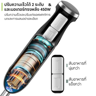 【รับประกัน 5 ปี】 เครื่องปั่นมือถือ 500W เครื่องปั่นมือถืออเนกประสงค์ เครื่องปั่นมือ เครื่องปั่นอาหารสแตนเลส Hand Blender