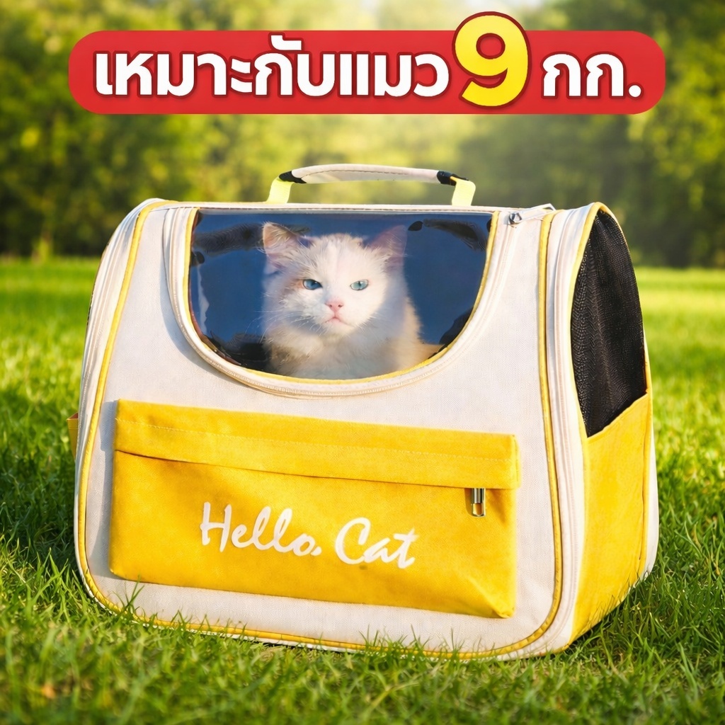 กระเป๋าแมว กระเป๋าหมา เป้สัตว์เลี้ยง 10KGใบใหญ่มาก พับเก็บได้ ระบายอากาศได้