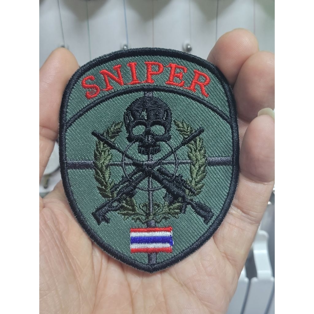 อาร์ม ปัก SNIPER แบบเย็บ รีด ตีนตุ๊กแก