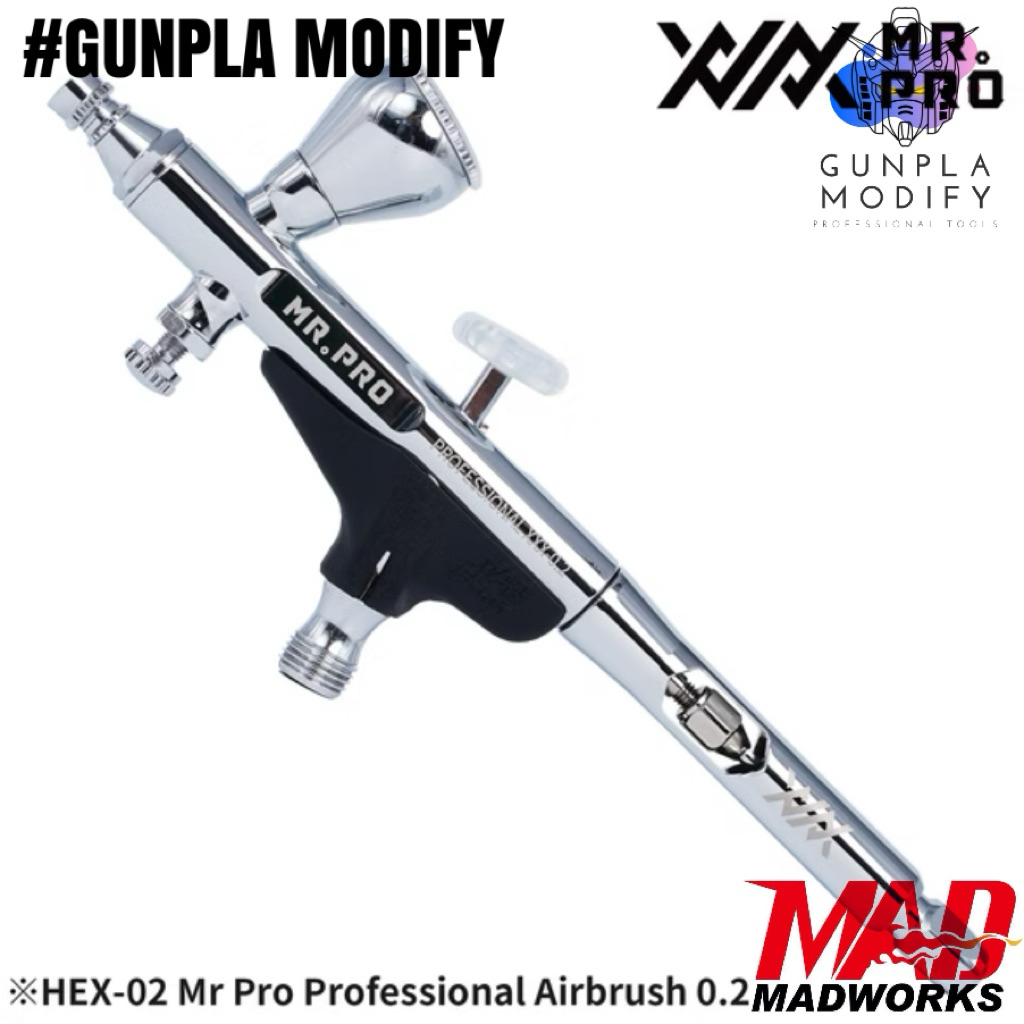 MADWORKS HEX-02 Mr.Pro Professional Airbrush 0.2mm Double Action แอร์บรัชมืออาชีพคุณภาพสูง