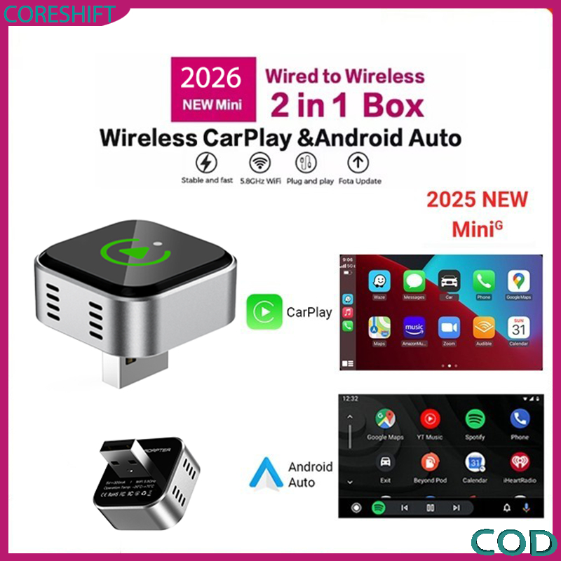 อะแดปเตอร์แปลง CarPlay Android Auto เป็นแบบไร้สาย 2ใน1 เสียบใช้งานได้ทันที อัปเดตออนไลน์ได้ 2026
