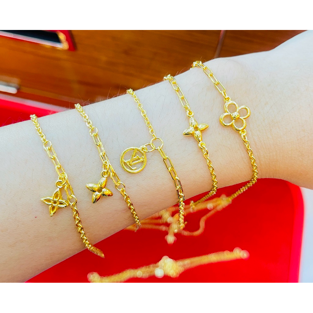 KMDGold สร้อยข้อมือทอง 1/2สลึง  งานจี้ลงยา/ฝังพลอย ทองแท้ขายได้จำนำได้ พร้อมใบรับประกัน