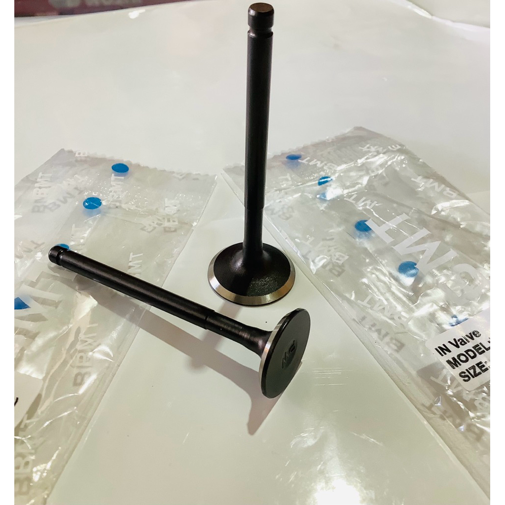 วาล์วไอดี+เสียw125(คาร์บู)(แกน4.98มิล)สำหรับบูชวาล์วเดิมๆไม่หลวมBMT