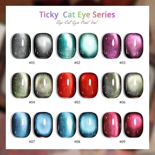 Nawoelite สีทาเล็บ สีเจล สีทาเล็บเจล เจลทาเล็บตาแมว 9 สี Ticky ผงแม่เหล็กเท่า เรืองแสงดั่งดวงดาว สำหรับคนรักทำเล็บ DIY