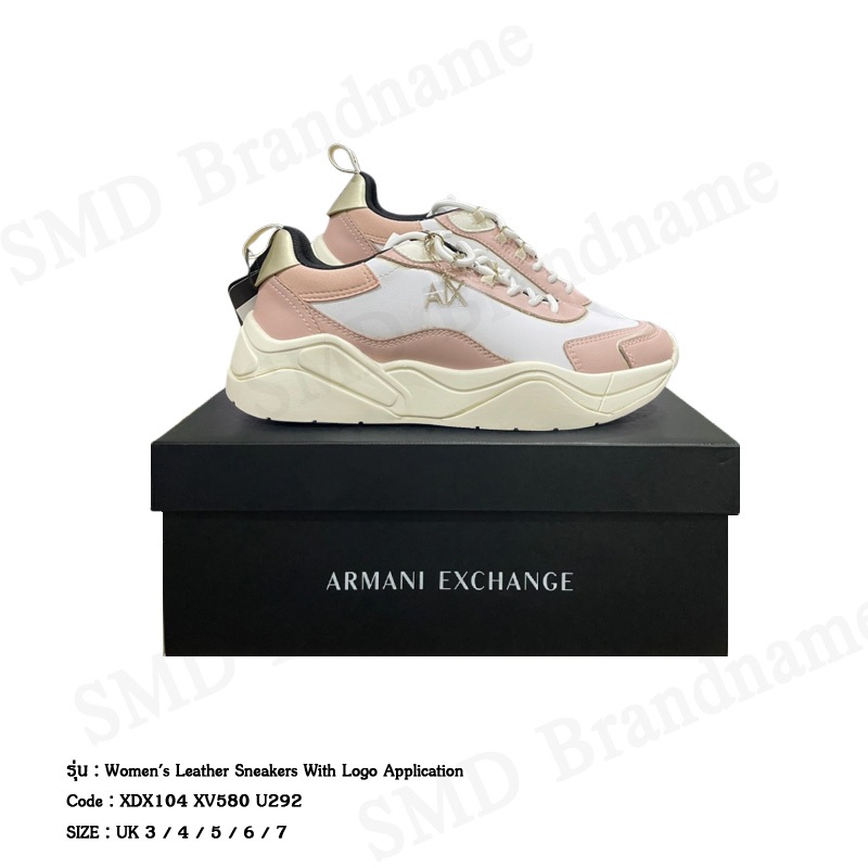 Armani Exchange รองเท้าผ้าใบผู้หญิง รุ่น A/X Women's Leather Sneakers With Logo Application Code: XDX104 XV580 U292
