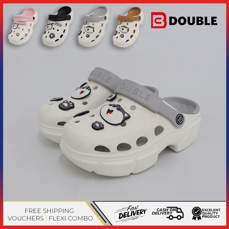 BB DOUBLE รองเท้าแตะหัวโต สีพาสเทล รุ่น TE3156 ดีไซน์น่ารัก รองเท้าส้นสูง7cm พื้นยางEVA นุ่มใส่สบาย รองเท้าแตะสำหรับคุณ