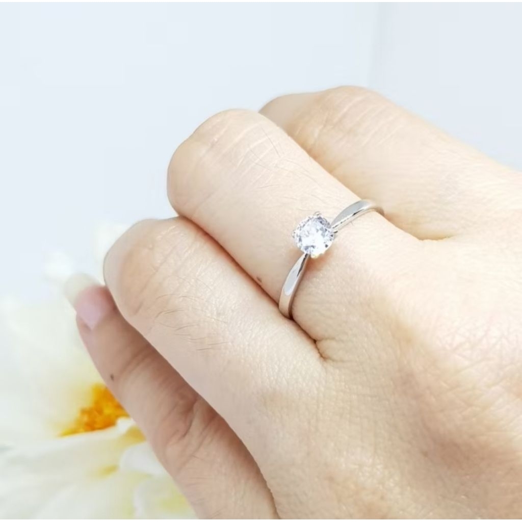 แหวนเงินแท้ 925 ฝังเพชรสวิส Memorine Jewelry ไซส์ 48-67