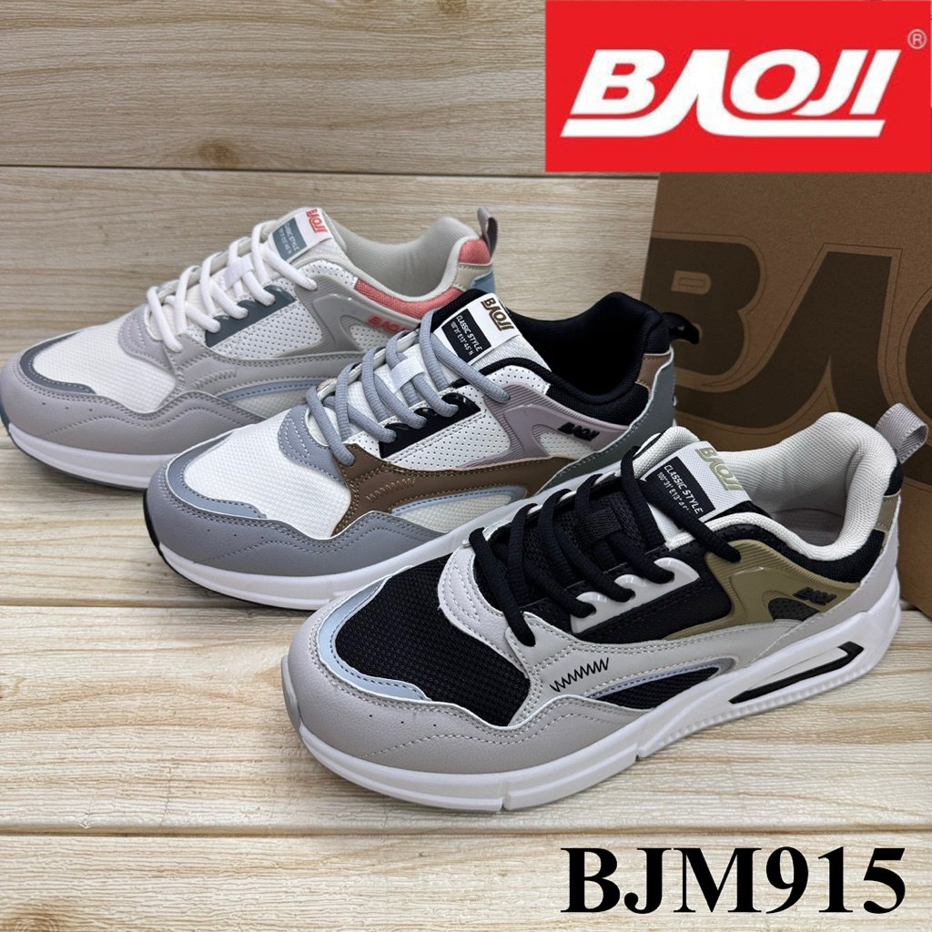 Baoji BJM 739 / BJM 915 รองเท้าผ้าใบ (41-45) สีดำขาว/ขาวดำ/ขาว/เทา สล