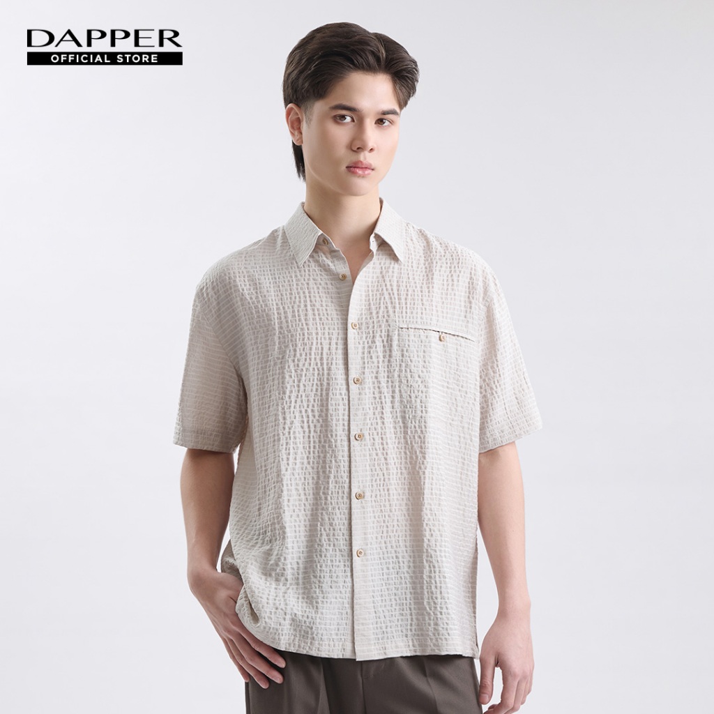 DAPPER เสื้อเชิ้ตแขนสั้น Textured Weave Shirt สีเทา (BCS/LG/544LJ)