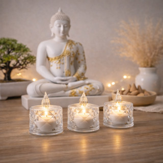 เทียน LED มีหลายลาย ลายเพชร/ลายตรง/มินิมอล เทียนไฟฟ้าไร้ควัน…