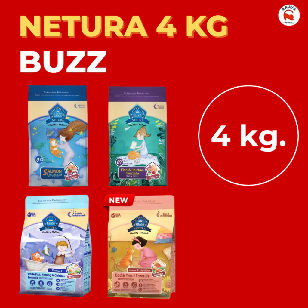 [4 kg.] อาหารแมว Buzz Netura โฮลิสติก เกรนฟรี ลูกแมว แมวโต Cat